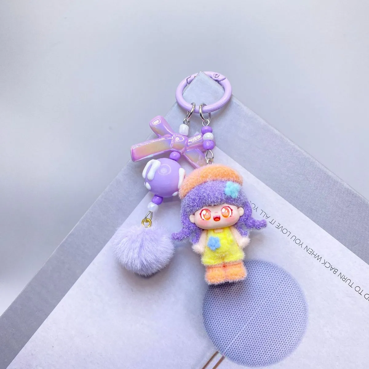 Cartoon Sweetie Bunny Officer Beaded Keychain – Live Streaming Trendy Bag Charm, Cute Plush Pendant for Bags & Backpacks, Kawaii Collectible Accessory